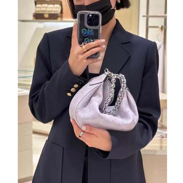 Louis Vuitton Women LV Baia PM Light Lilac Perforated Mahina Calfskin Round Coin Purse - Image 14