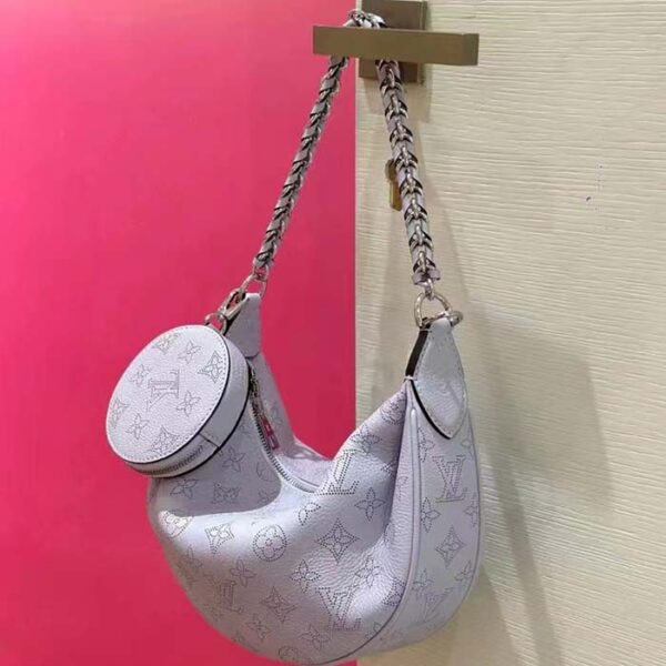 Louis Vuitton Women LV Baia PM Light Lilac Perforated Mahina Calfskin Round Coin Purse - Image 2