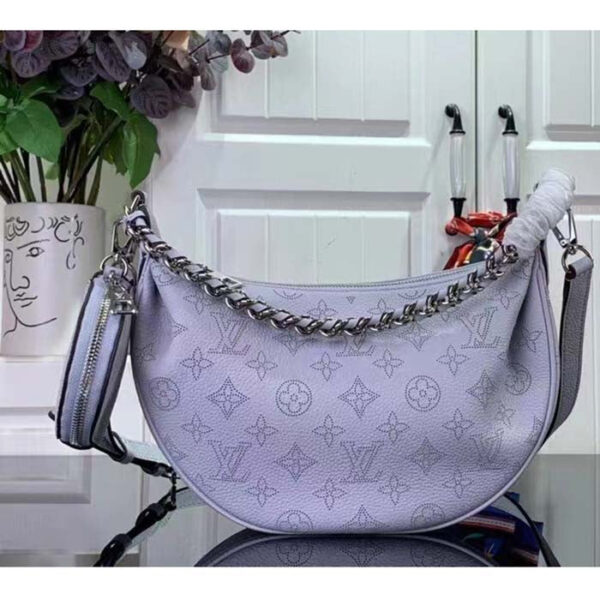 Louis Vuitton Women LV Baia PM Light Lilac Perforated Mahina Calfskin Round Coin Purse - Image 3