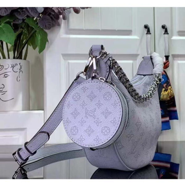 Louis Vuitton Women LV Baia PM Light Lilac Perforated Mahina Calfskin Round Coin Purse - Image 5