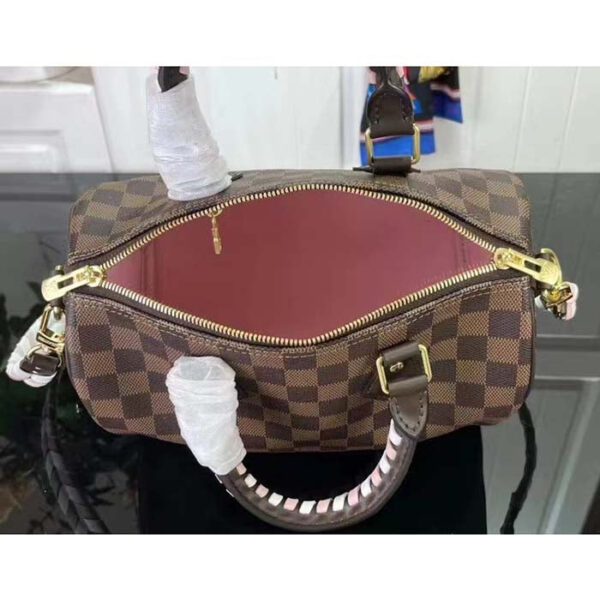 Louis Vuitton Women LV Braided Speedy 25 Handbag Damier Ebene Coated Canvas - Image 6