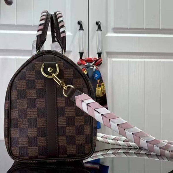 Louis Vuitton Women LV Braided Speedy 25 Handbag Damier Ebene Coated Canvas - Image 4