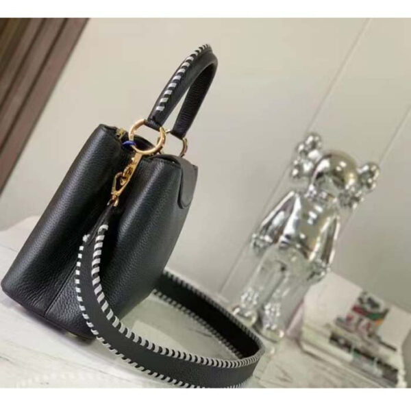 Louis Vuitton Women LV Capucines MM Black Etain Metallic Gray Taurillon Leather - Image 4