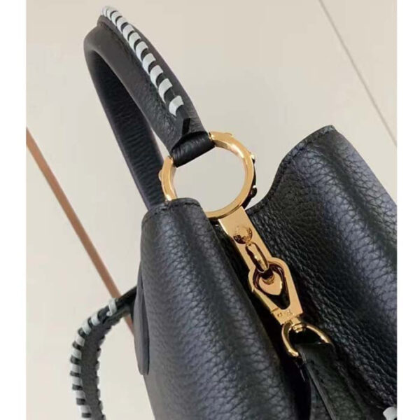 Louis Vuitton Women LV Capucines MM Black Etain Metallic Gray Taurillon Leather - Image 7