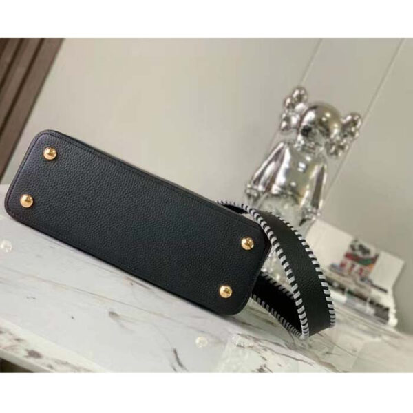 Louis Vuitton Women LV Capucines MM Black Etain Metallic Gray Taurillon Leather - Image 5