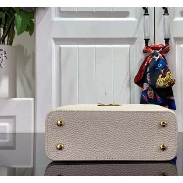 Louis Vuitton Women LV Capucines Mini Handbag Quartz White Taurillon Leather Cowhide - Image 6