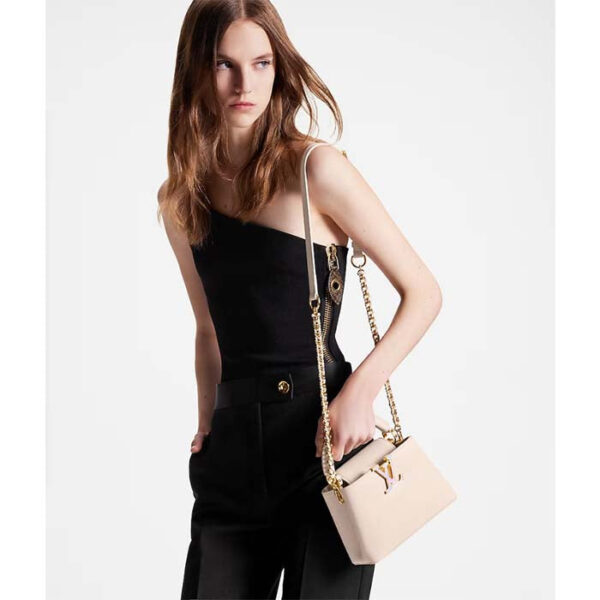 Louis Vuitton Women LV Capucines Mini Handbag Quartz White Taurillon Leather Cowhide - Image 14