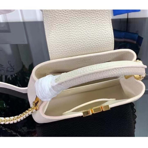 Louis Vuitton Women LV Capucines Mini Handbag Quartz White Taurillon Leather Cowhide - Image 7