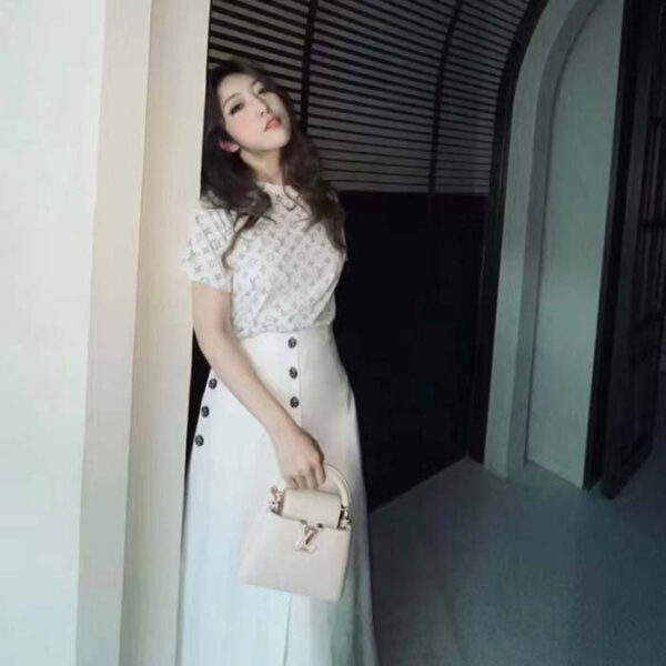 Louis Vuitton Women LV Capucines Mini Handbag Quartz White Taurillon Leather Cowhide - Image 15