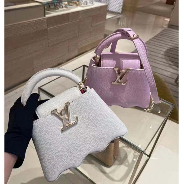 Louis Vuitton Women LV Capucines Mini Handbag Snow White Taurillon Leather Cowhide - Image 7