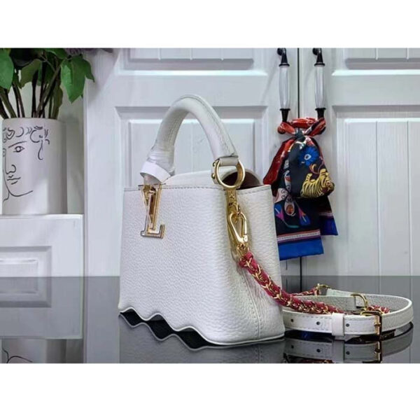 Louis Vuitton Women LV Capucines Mini Handbag Snow White Taurillon Leather Cowhide - Image 4