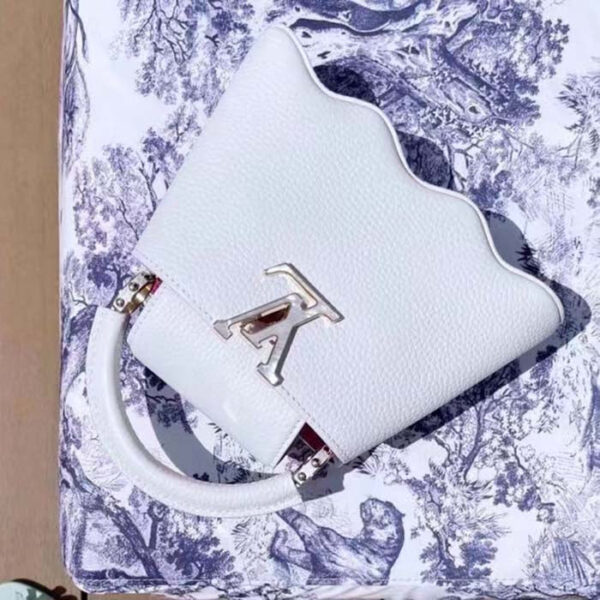 Louis Vuitton Women LV Capucines Mini Handbag Snow White Taurillon Leather Cowhide - Image 2