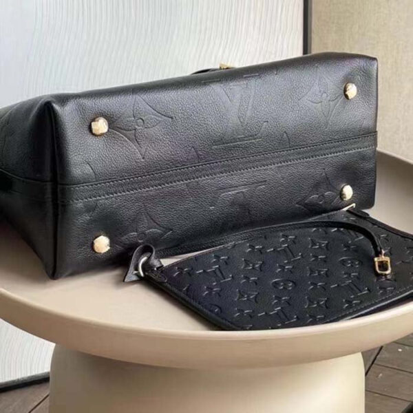 Louis Vuitton Women LV CarryAll MM Handbag Black Embossed Supple Grained Cowhide Leather - Image 5