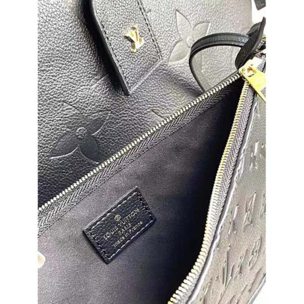 Louis Vuitton Women LV CarryAll MM Handbag Black Embossed Supple Grained Cowhide Leather - Image 9