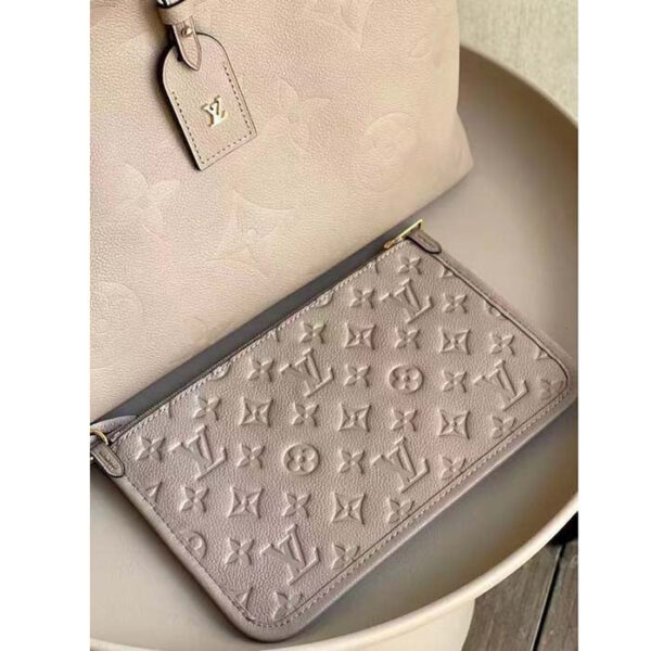 Louis Vuitton Women LV CarryAll MM Handbag Tourterelle Gray Embossed Supple Grained Cowhide - Image 8