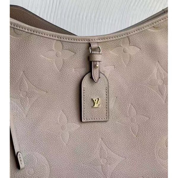 Louis Vuitton Women LV CarryAll MM Handbag Tourterelle Gray Embossed Supple Grained Cowhide - Image 7