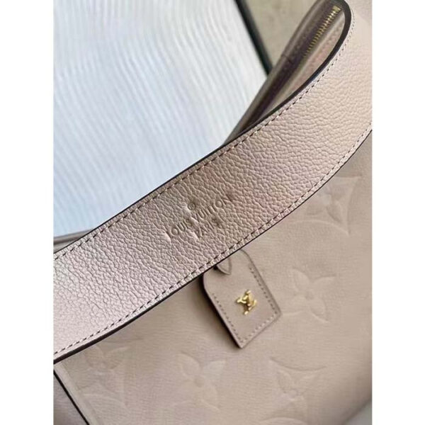 Louis Vuitton Women LV CarryAll MM Handbag Tourterelle Gray Embossed Supple Grained Cowhide - Image 9