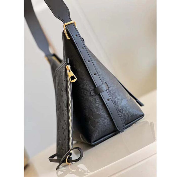 Louis Vuitton Women LV CarryAll PM Handbag Black Embossed Supple Grained Cowhide - Image 4