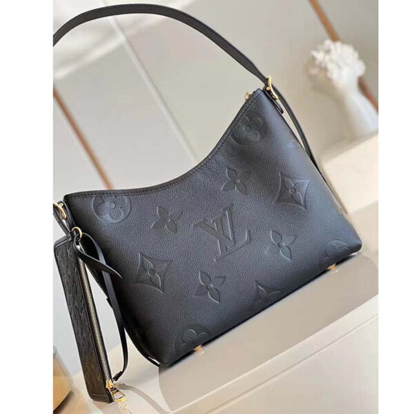 Louis Vuitton Women LV CarryAll PM Handbag Black Embossed Supple Grained Cowhide - Image 3