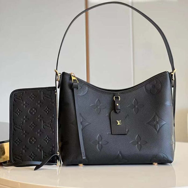 Louis Vuitton Women LV CarryAll PM Handbag Black Embossed Supple Grained Cowhide - Image 2