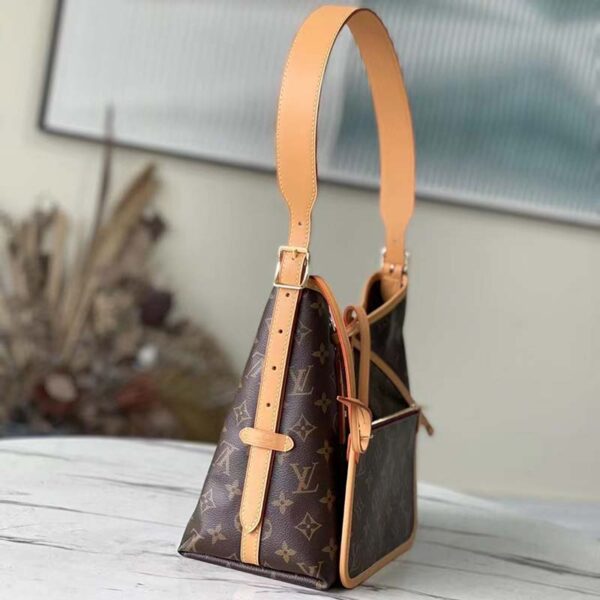 Louis Vuitton Women LV CarryAll PM Handbag Brown Monogram Coated Canvas - Image 4