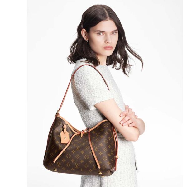 Louis Vuitton Women LV CarryAll PM Handbag Brown Monogram Coated Canvas - Image 12