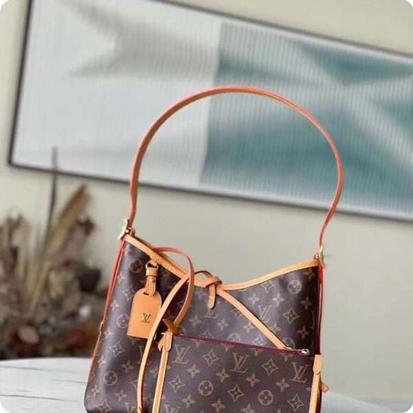 Louis Vuitton Women LV CarryAll PM Handbag Brown Monogram Coated Canvas - Image 2