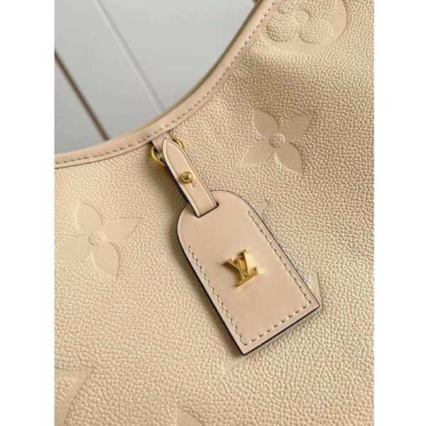 Louis Vuitton Women LV CarryAll PM Handbag Crème Beige Embossed Supple Grained Cowhide - Image 6