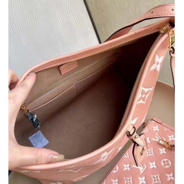 Louis Vuitton Women LV CarryAll PM Handbag Pink Embossed Supple Grained Cowhide - Image 8