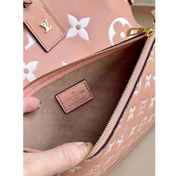 Louis Vuitton Women LV CarryAll PM Handbag Pink Embossed Supple Grained Cowhide - Image 9