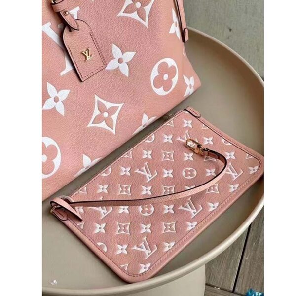 Louis Vuitton Women LV CarryAll PM Handbag Pink Embossed Supple Grained Cowhide - Image 7