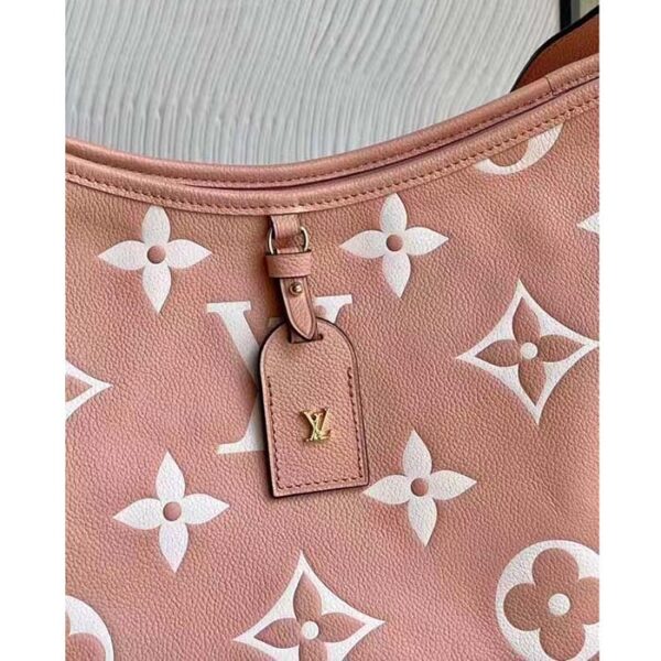 Louis Vuitton Women LV CarryAll PM Handbag Pink Embossed Supple Grained Cowhide - Image 6