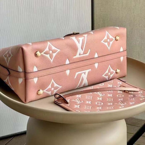 Louis Vuitton Women LV CarryAll PM Handbag Pink Embossed Supple Grained Cowhide - Image 5