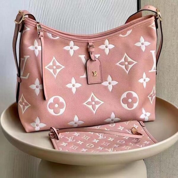 Louis Vuitton Women LV CarryAll PM Handbag Pink Embossed Supple Grained Cowhide - Image 2