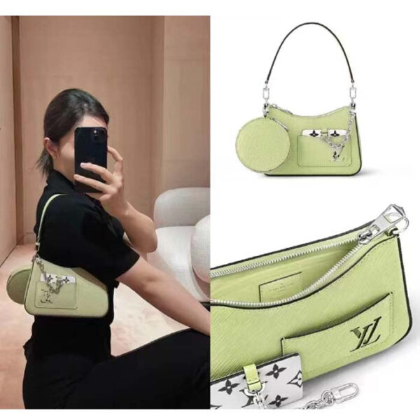 Louis Vuitton Women LV Marellini Handbag Vert Noto Green Epi Grained Smooth Cowhide Leather - Image 12