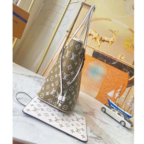 Louis Vuitton Women LV Neverfull MM Carryall Tote Bag Printed Embossed Grained Cowhide - Image 5