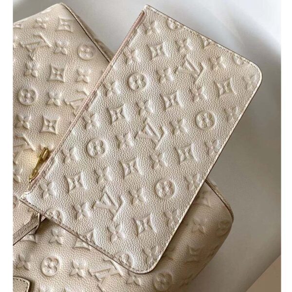 Louis Vuitton Women LV Neverfull MM Carryall Tote Beige Sprayed Embossed Grained Cowhide - Image 4