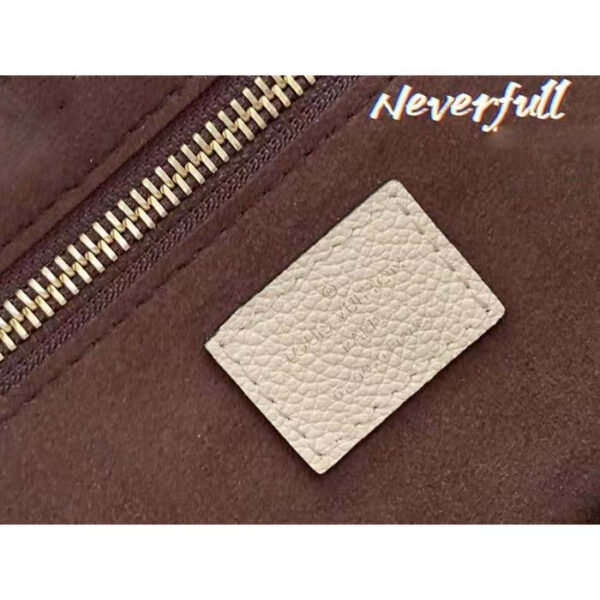 Louis Vuitton Women LV Neverfull MM Carryall Tote Crème Beige Embossed Grained Cowhide - Image 11