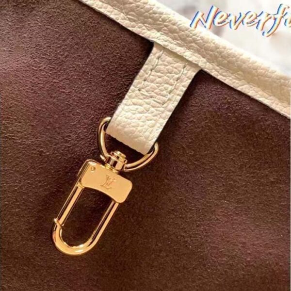 Louis Vuitton Women LV Neverfull MM Carryall Tote Crème Beige Embossed Grained Cowhide - Image 10