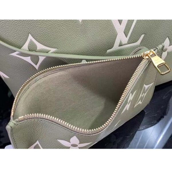 Louis Vuitton Women LV Neverfull MM Light Khaki Cream Monogram Empreinte Embossed Grained Cowhide Leather - Image 7