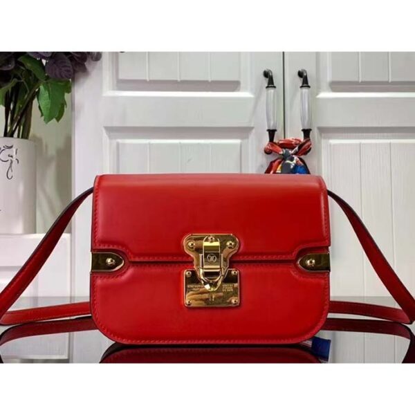 Louis Vuitton Women LV Orsay MM Handbag Red Cowhide Leather Flap Closure N-Lock - Image 2