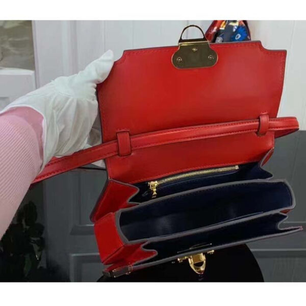 Louis Vuitton Women LV Orsay MM Handbag Red Cowhide Leather Flap Closure N-Lock - Image 6