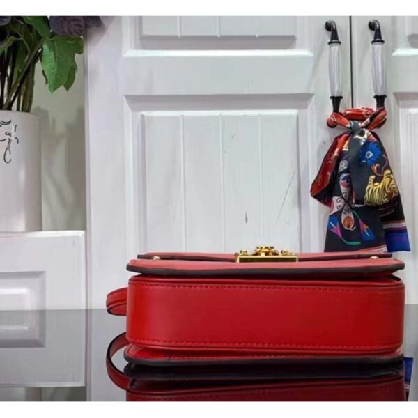 Louis Vuitton Women LV Orsay MM Handbag Red Cowhide Leather Flap Closure N-Lock - Image 5