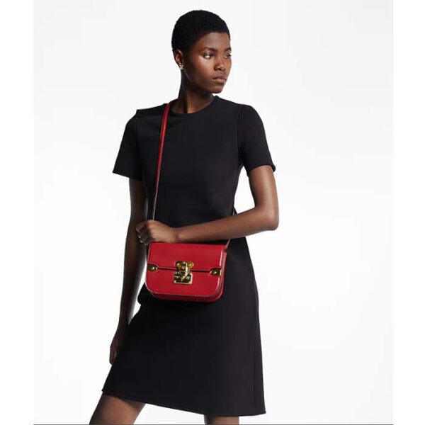 Louis Vuitton Women LV Orsay MM Handbag Red Cowhide Leather Flap Closure N-Lock - Image 13