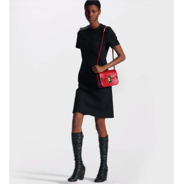 Louis Vuitton Women LV Orsay MM Handbag Red Cowhide Leather Flap Closure N-Lock - Image 12