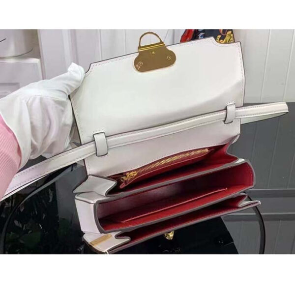 Louis Vuitton Women LV Orsay MM Handbag White Cowhide Leather Flap Closure N-Lock - Image 6
