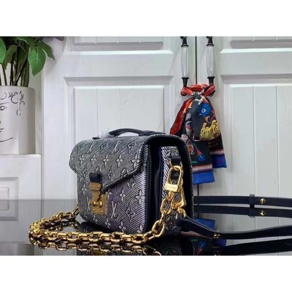 Louis Vuitton Women LV Pochette Métis East West Handbag Blue Monoglam Coated Canvas - Image 3