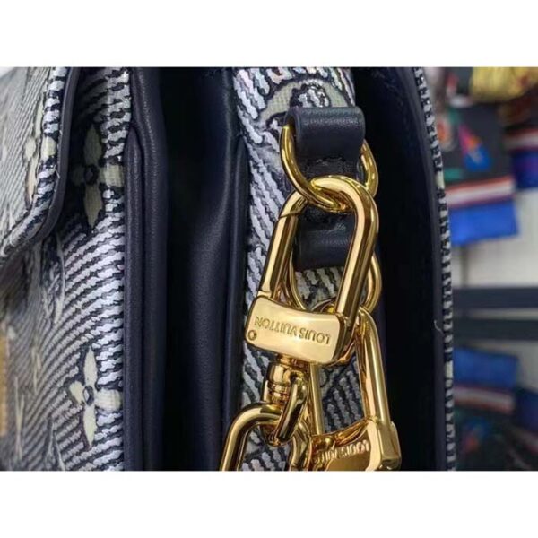Louis Vuitton Women LV Pochette Métis East West Handbag Blue Monoglam Coated Canvas - Image 9