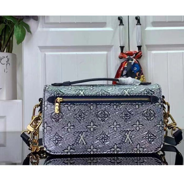 Louis Vuitton Women LV Pochette Métis East West Handbag Blue Monoglam Coated Canvas - Image 4