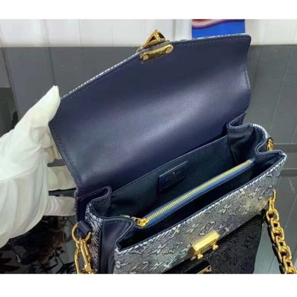 Louis Vuitton Women LV Pochette Métis East West Handbag Blue Monoglam Coated Canvas - Image 6